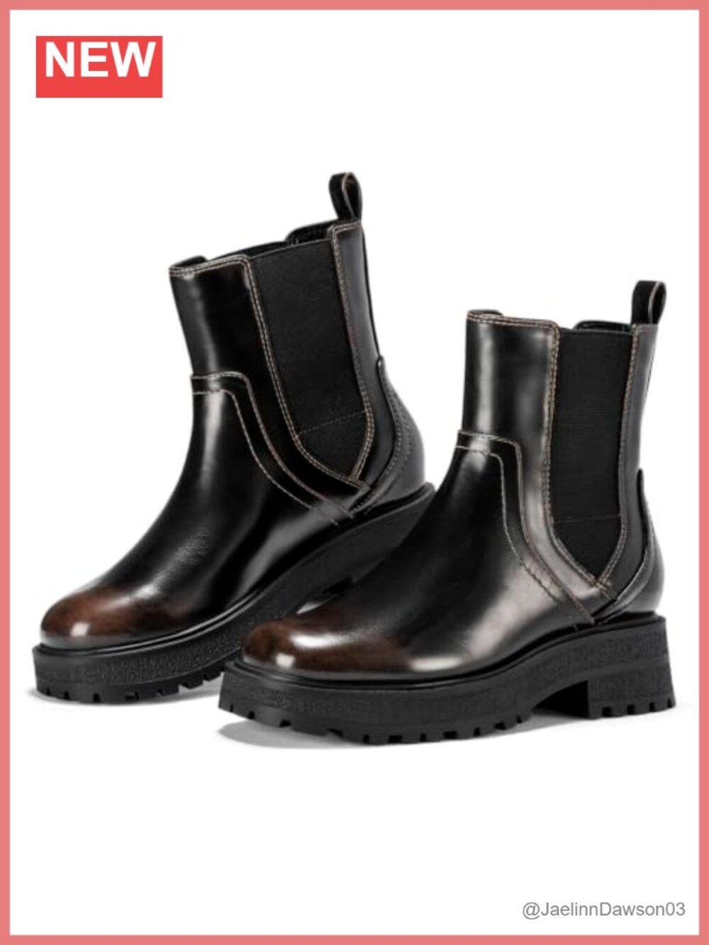 Chunky Platform Chelsea Ankle Boots Square Toe Faux Leather Slip-On